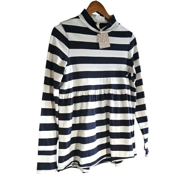 We The Free Plus Babydoll Top Women's Blue Striped Mod 100% Cotton  NEW - Picture 2 of 7